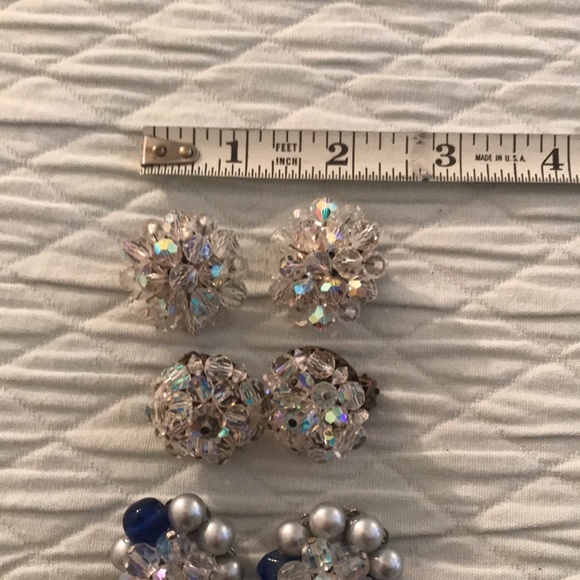 Set of 5 Clear Faceted Clip On Earring and 1 Brooch Pin - Picture 13 of 13